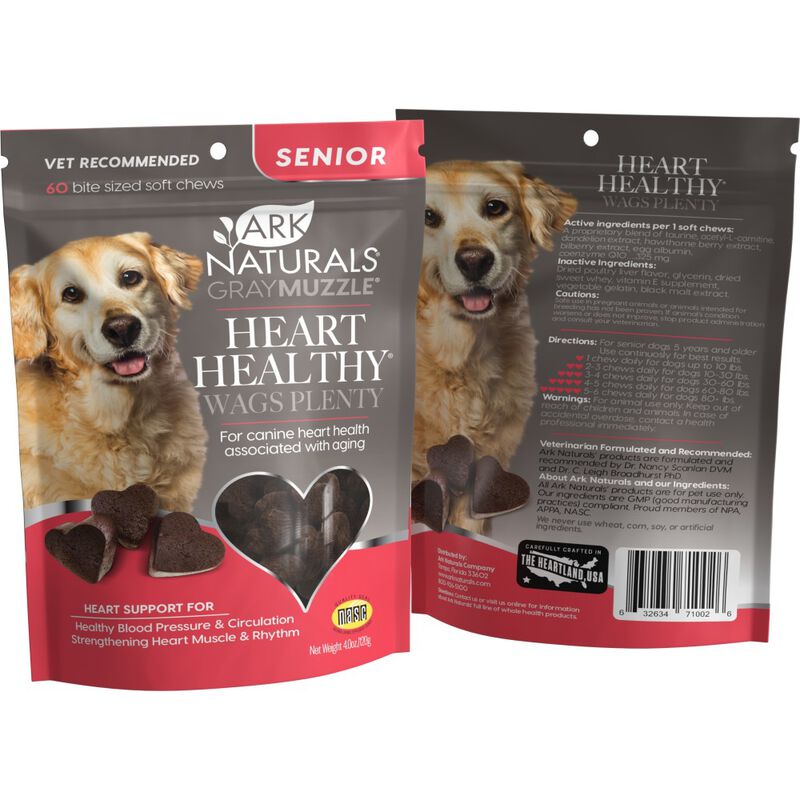 Ark Naturals Gray Muzzle Heart Healthy Wags Plenty Senior Dog Treats, 60-count image number null