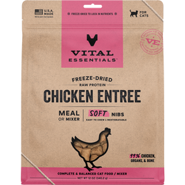 Vital Essentials Raw Freeze-Dried Cat Food, Chicken, Soft Nibs, 12-oz