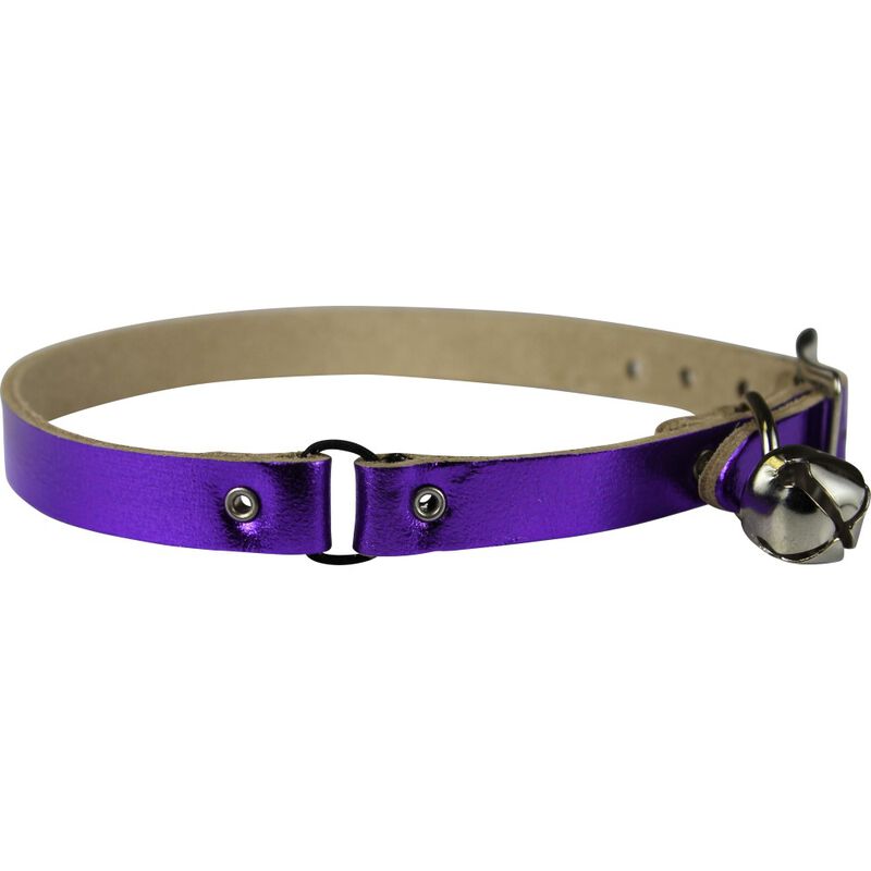 OmniPet Signature Leather Safety Stretch Cat Collar, Metallic Purple image number null