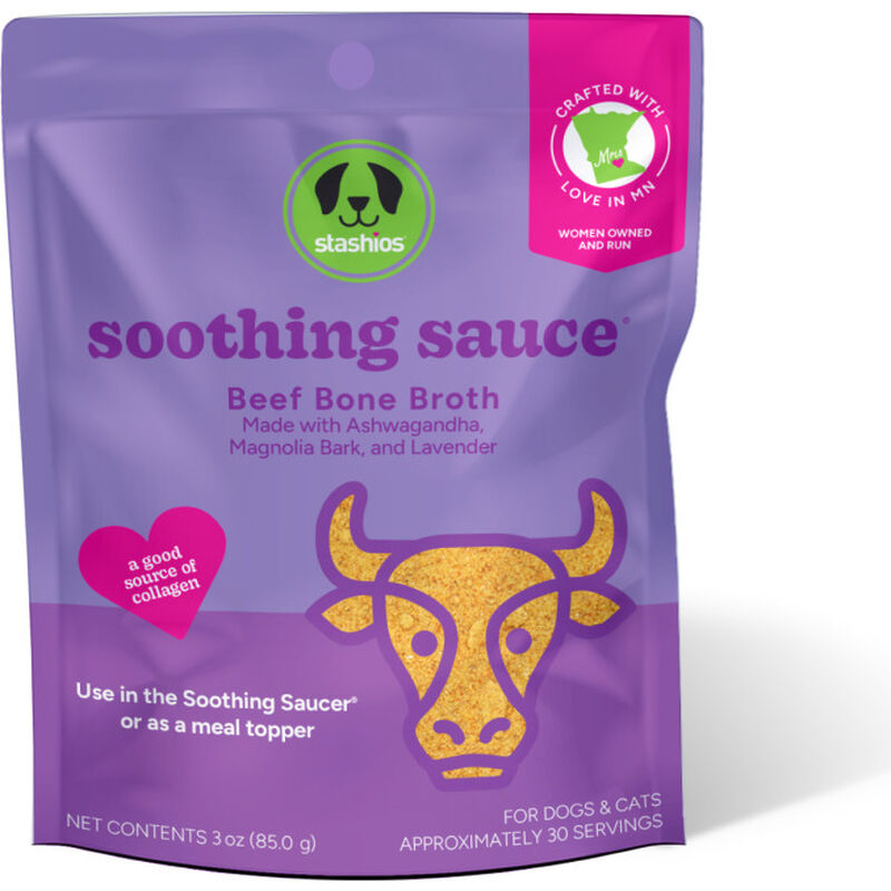 Stashios Soothing Sauce Dog Treat, Calming, Beef Bone Broth, 3-oz image number null