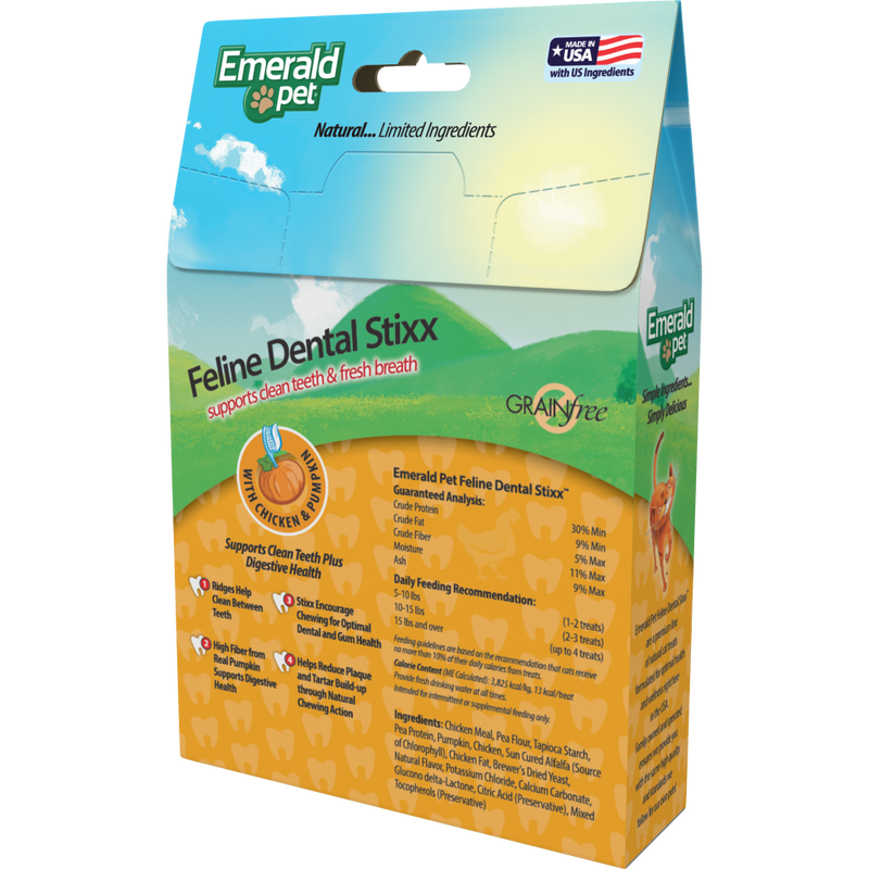Emerald Pet Dental Stixx Cat Treats, Chicken & Pumpkin, 3.6-oz image number null