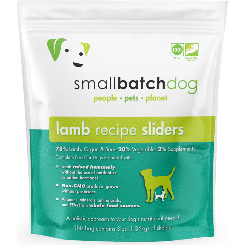 Small Batch Raw Frozen Dog Food, Sliders, Lamb, 3-lb image number null