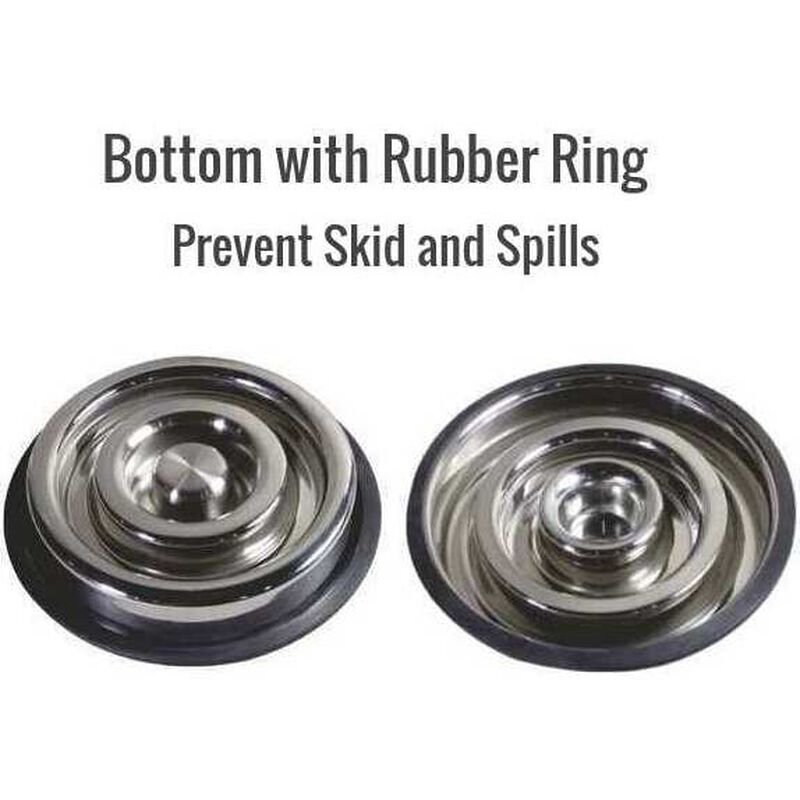 Indipets Stainless Steel Spiral Slow Feed Dog Bowl image number null