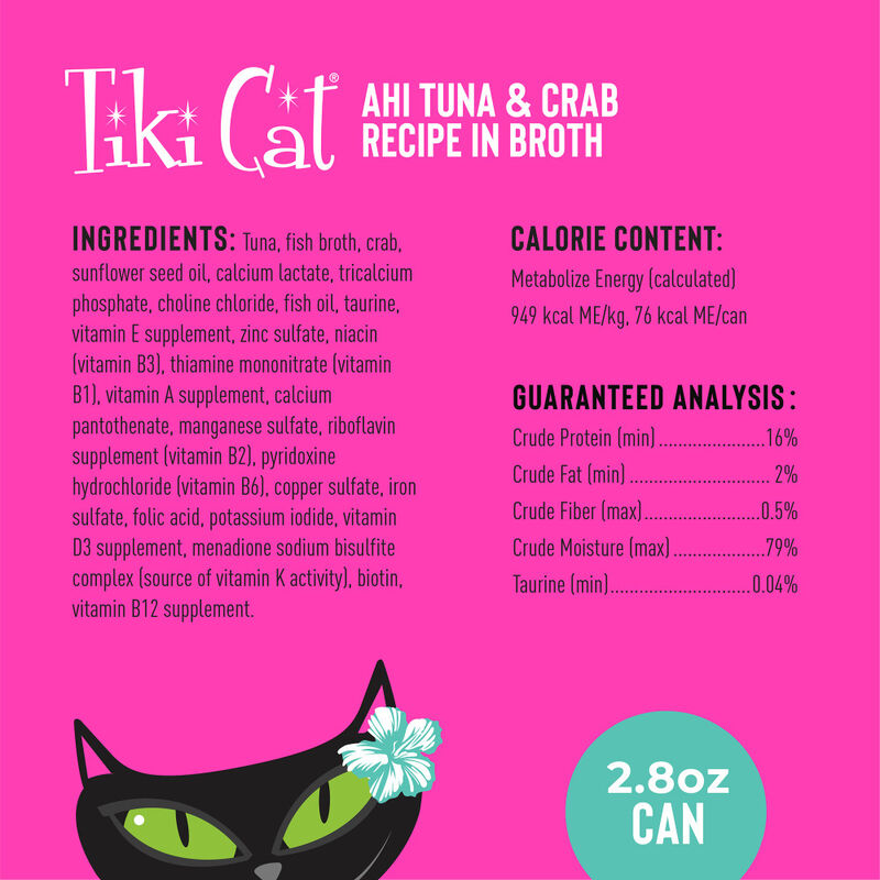 Tiki Cat Grill Canned Cat Food, Ahi Tuna & Crab, 2.8-oz image number null