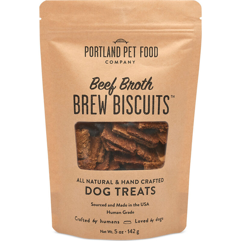 Portland Pet Food Brew Biscuits Dog Treats, Beef Broth, 5-oz image number null