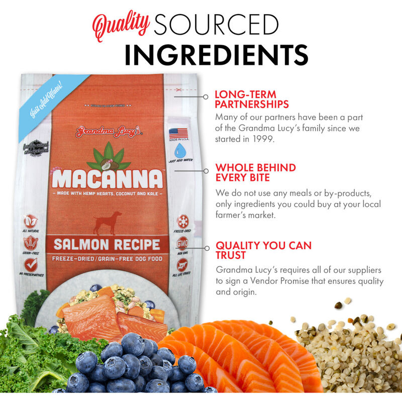 Grandma Lucy's Macanna Freeze-Dried Dog Food, Salmon, 3-lb image number null