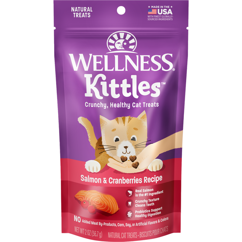 Wellness Kittles Crunchy Cat Treats, Salmon & Cranberries, 2-oz image number null