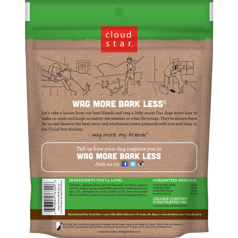 Wag More Bark Less Grain-Free Soft & Chewy Dog Treats, Chicken & Sweet Potato, 5-oz image number null
