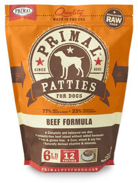 Primal Raw Frozen Dog Food, Patties, Beef