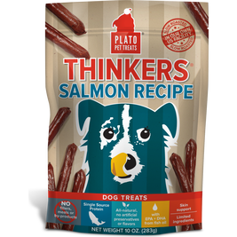 Plato Thinkers Real Sticks Dog Treats, Salmon, 10-oz
