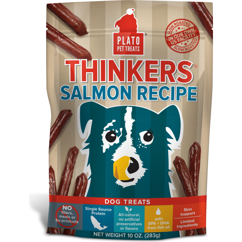 Plato Thinkers Real Sticks Dog Treats, Salmon, 10-oz image number null