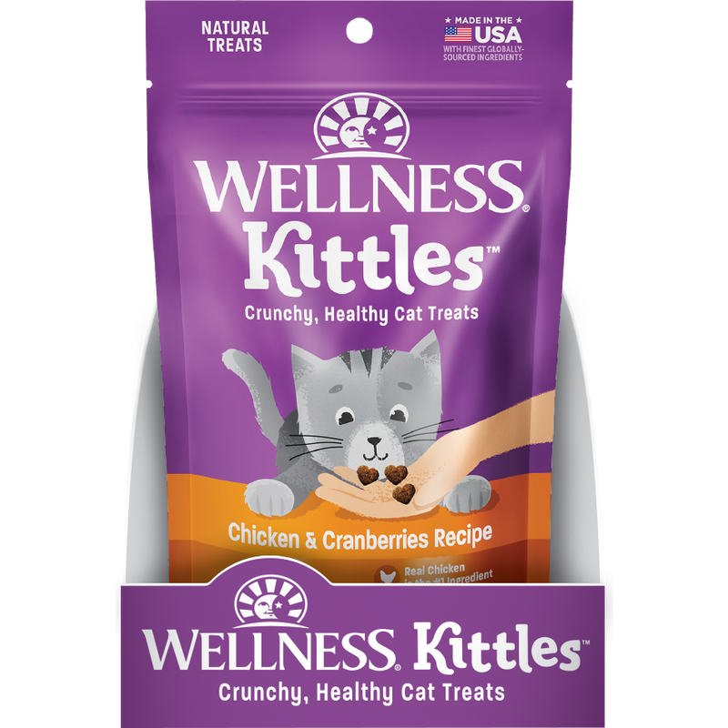 Wellness Kittles Crunchy Cat Treats, Chicken & Cranberries, 2-oz image number null