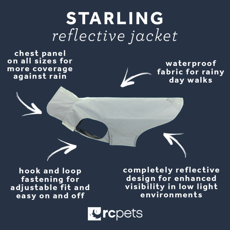 RC Pets Starling Reflective Dog Rain Jacket, Silver image number null