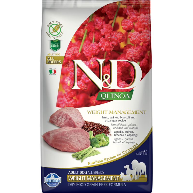 Farmina N&D Quinoa Dry Dog Food, Weight Management, Lamb image number null