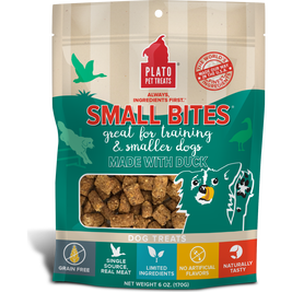 Plato Small Bites Dog Training Treats, Duck, 6-oz