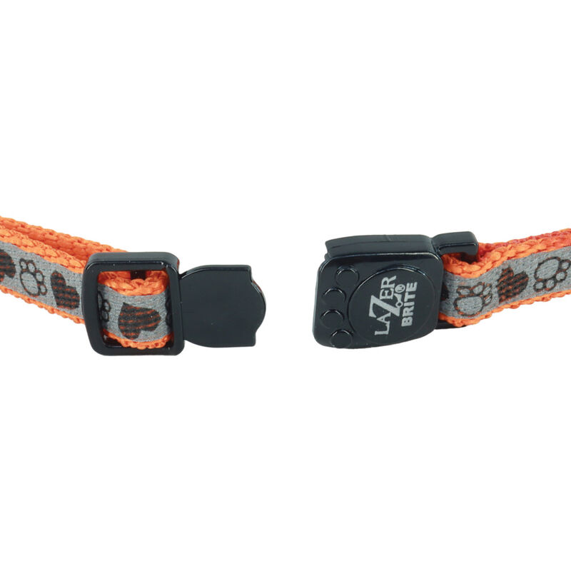 Coastal Lazer Brite Reflective Adjustable Breakaway Cat Collar, Orange Paws image number null