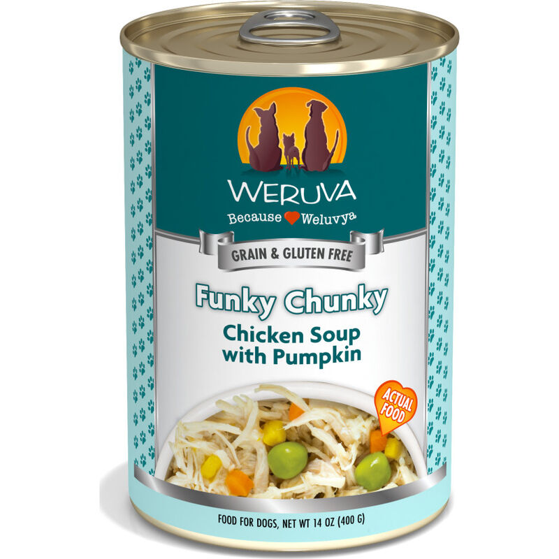 Weruva Classic Canned Dog Food, Funky Chunky, Chicken Soup & Pumpkin, 14-oz image number null