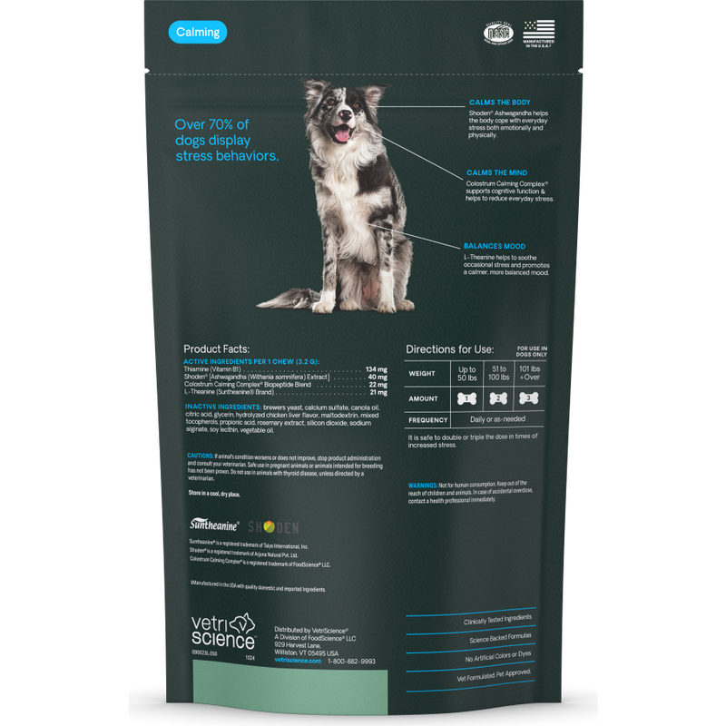 VetriScience Long Lasting Calm & Confident Soft Chews Dog Supplement, Chicken, 50-count image number null