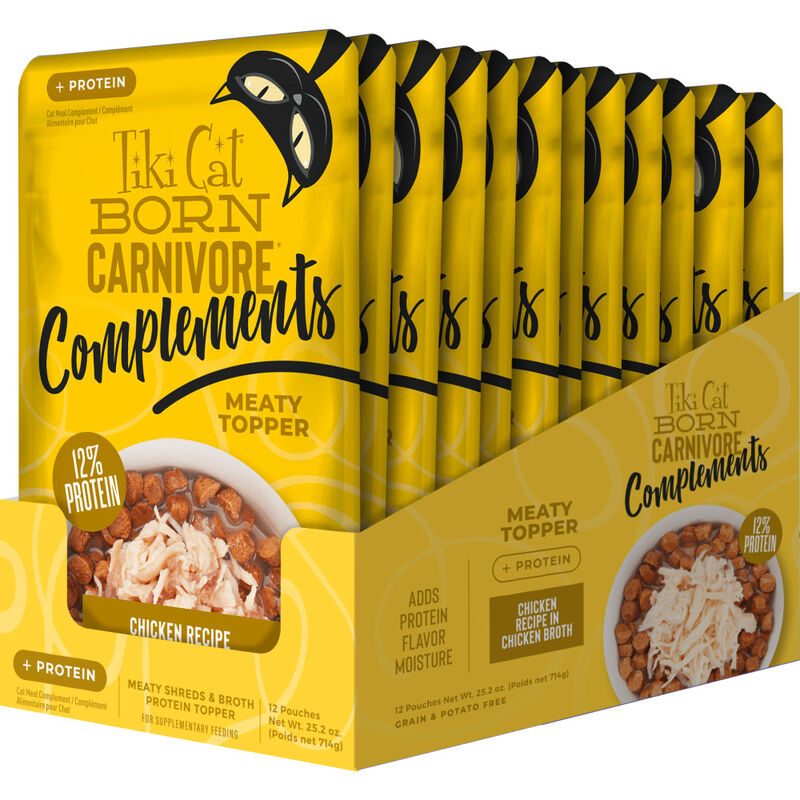 Tiki Cat Born Carnivore Complements Wet Cat Food Topper, Chicken, 2.1-oz image number null