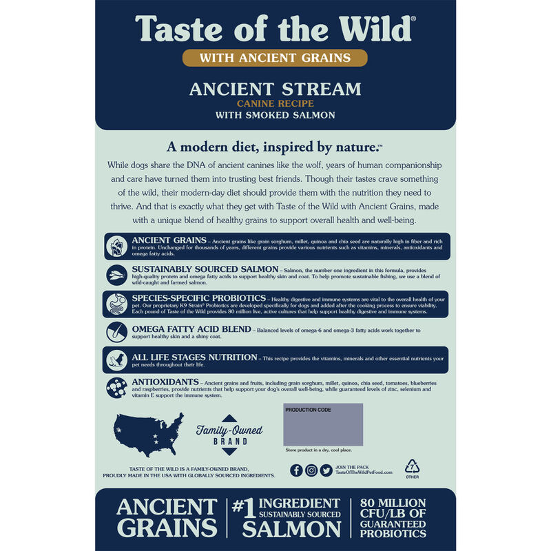 Taste of the Wild Ancient Grains Dry Dog Food, Ancient Stream image number null