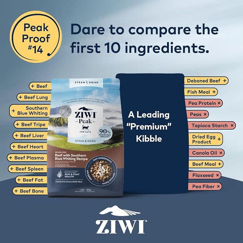 ZIWI Peak Steam & Dried Cat Food, Beef & Blue Whiting image number null