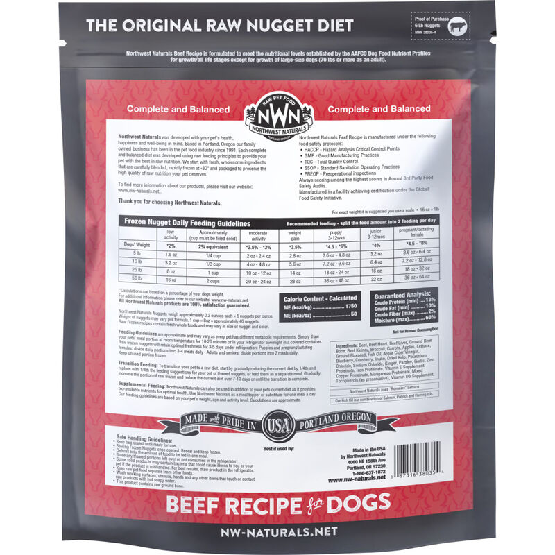 Northwest Naturals Raw Frozen Dog Food, Nuggets, Beef, 6-lb image number null