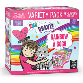B.F.F. Best Feline Friend OMG Gravy! Wet Cat Food, Variety Pack, Rainbow A Gogo, 3-oz, 12-pack
