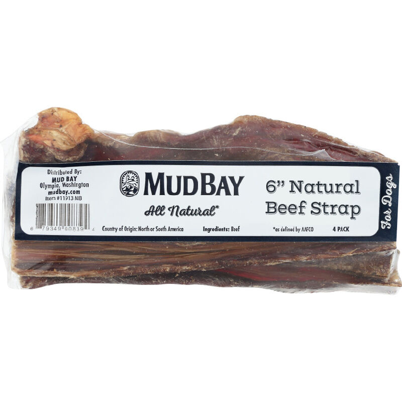 Mud Bay Natural Beef Strap Dog Treats, 6-in, 4-pack image number null