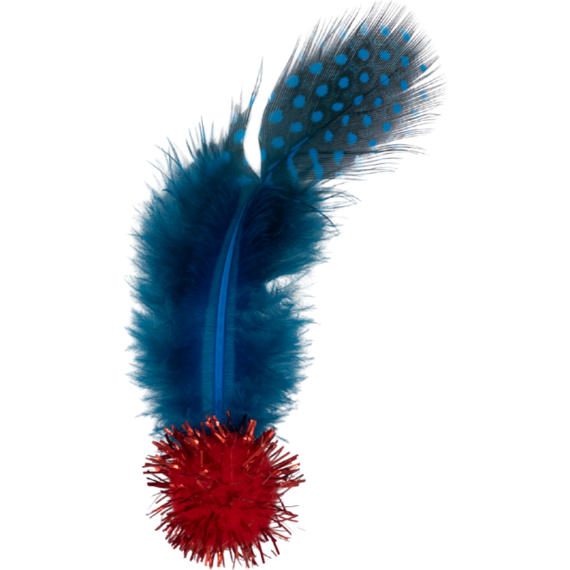 Boca Pet Tabby Tinsel Feather Puff Cat Toy, Assorted Colors image number null