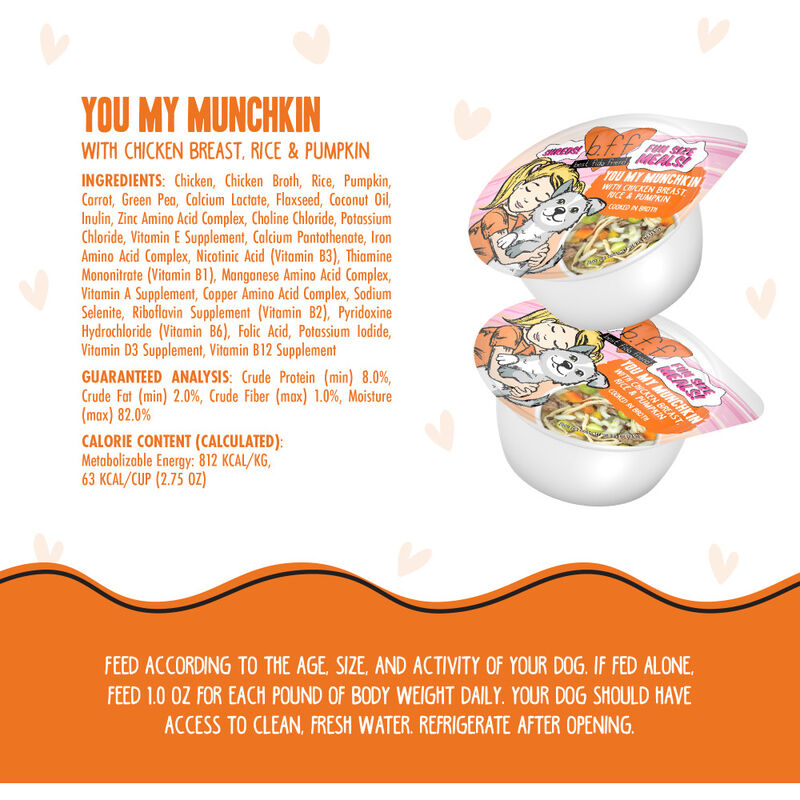 B.F.F. Best Fido Friend Fun Size Meals Wet Dog Food, You My Munchkin, Chicken Rice & Pumpkin, 2.75-oz image number null