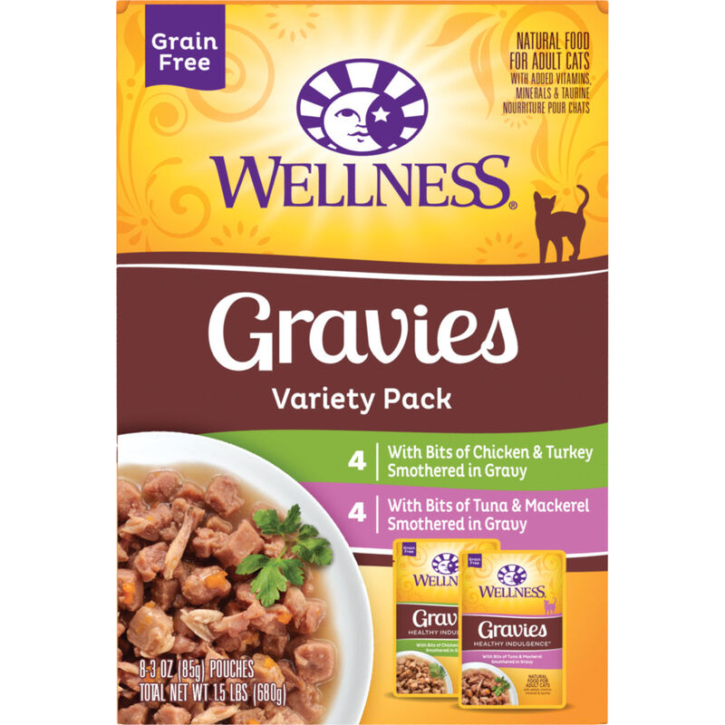 Wellness Healthy Indulgence Gravies Wet Cat Food, Variety Pack, 3-oz, 8-pack image number null