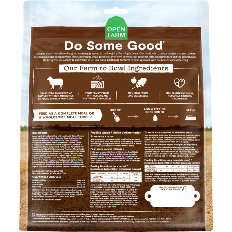Open Farm Raw Freeze-Dried Dog Food, Lamb, Morsels, 13.5-oz image number null