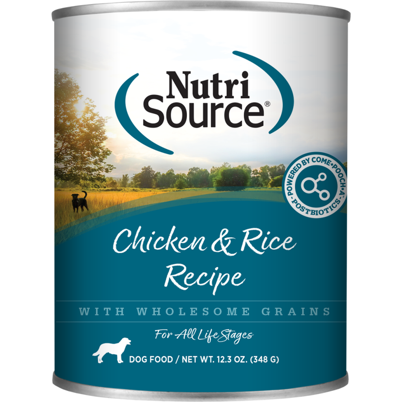 NutriSource Grain Inclusive Canned Dog Food, Chicken & Rice, 12.3-oz image number null