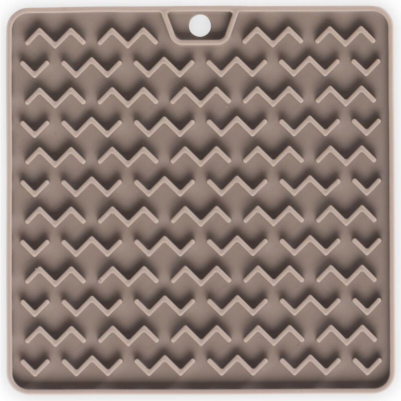 Messy Cats Silicone Reversible Interactive Feeding & Licking Cat Food Mat, Grey, 5.5-in x 5.5-in image number null