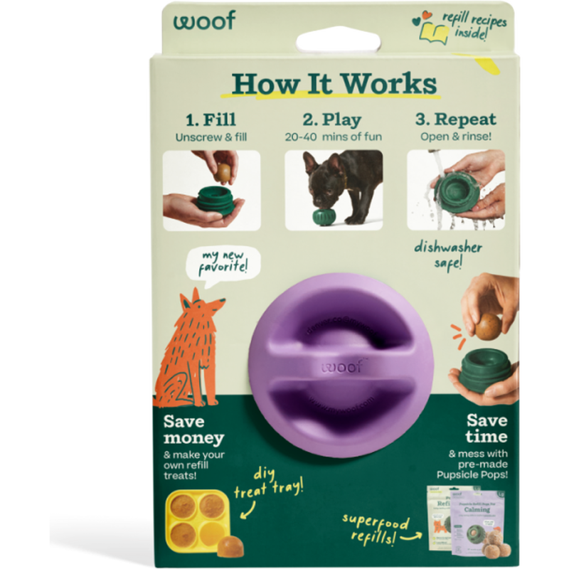 Woof Pupsicle Treat-Dispensing Dog Toy, Lavender image number null