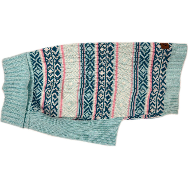 PetRageous Designs Eddie Bauer Dog Sweater, Camano Fair Isle, Aqua/Pink image number null