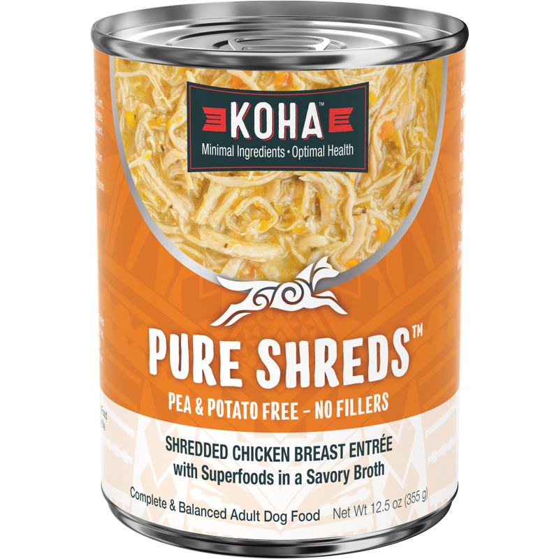 Koha Pure Shreds Canned Dog Food, Chicken, 12.5-oz image number null