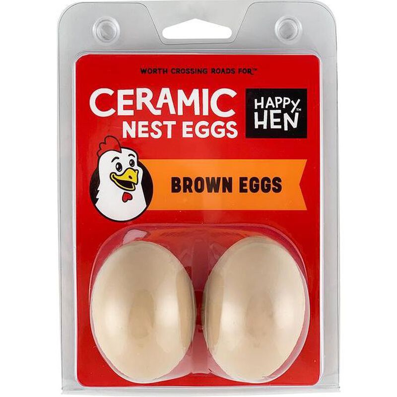 Happy Hen Ceramic Nest Eggs, Brown, 2-pack image number null