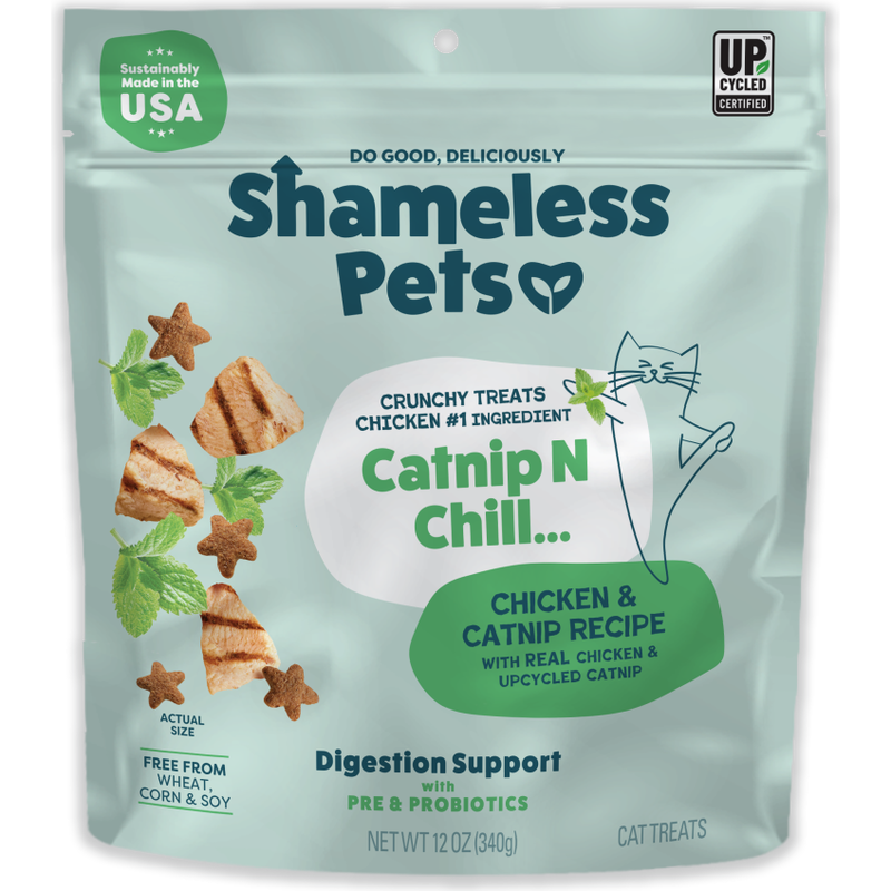 Shameless Pets Catnip N Chill Crunchy Cat Treats, Chicken & Catnip image number null