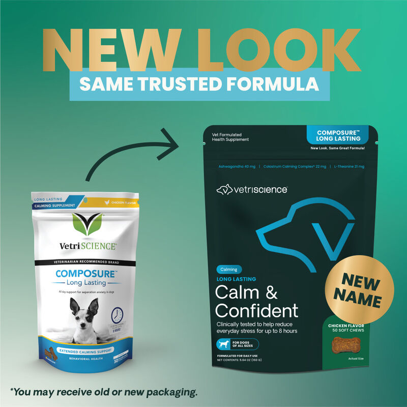 VetriScience Long Lasting Calm & Confident Soft Chews Dog Supplement, Chicken, 50-count image number null