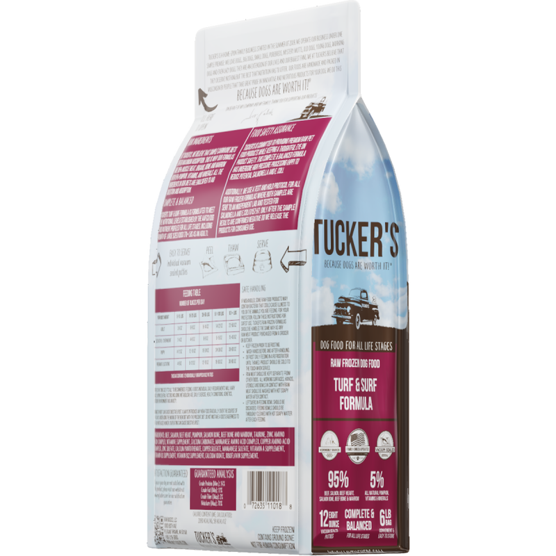 Tucker's Raw Frozen Dog Food, Turf & Surf, 6-lb image number null