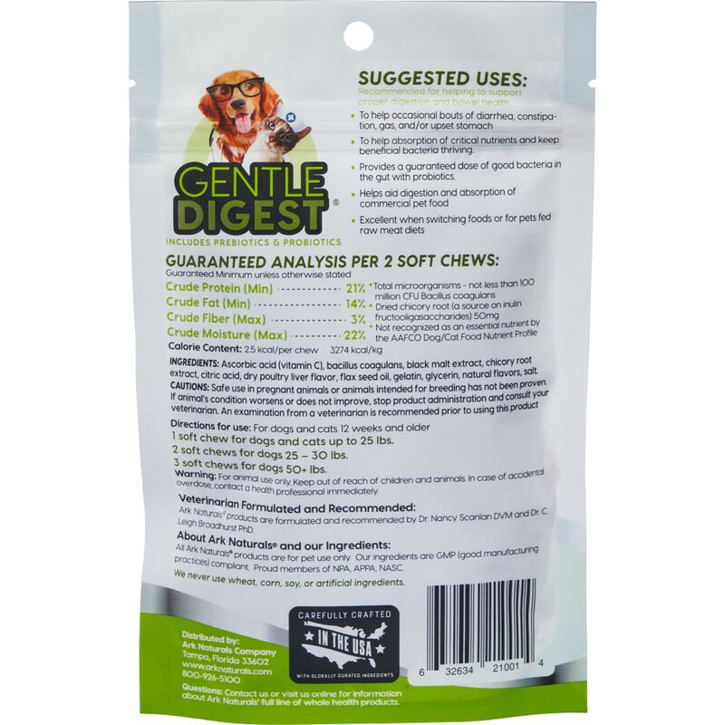 Ark Naturals Gentle Digest Soft Chews Dog & Cat Digestive Supplement, 120-count image number null