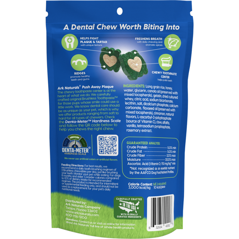 Ark Naturals Brushless Toothpaste Dog Dental Chews, Mini, 4-oz image number null