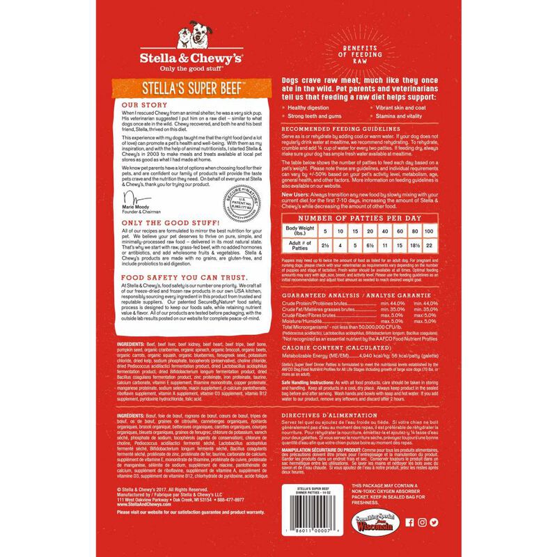 Stella & Chewy's Dinner Patties Raw Freeze-Dried Dog Food, Stella's Super Beef image number null