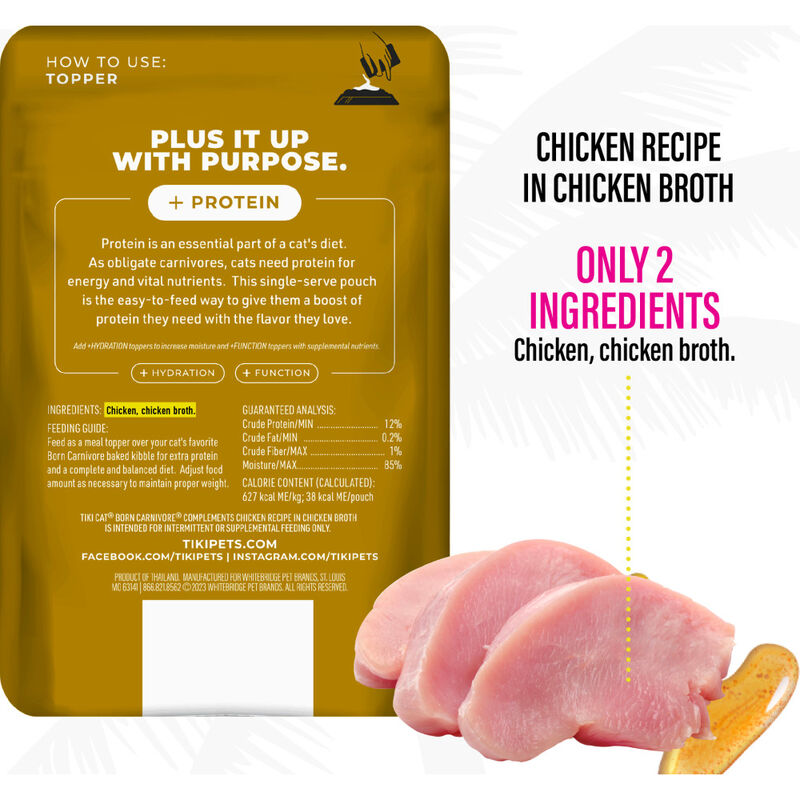Tiki Cat Born Carnivore Complements Wet Cat Food Topper, Chicken, 2.1-oz image number null