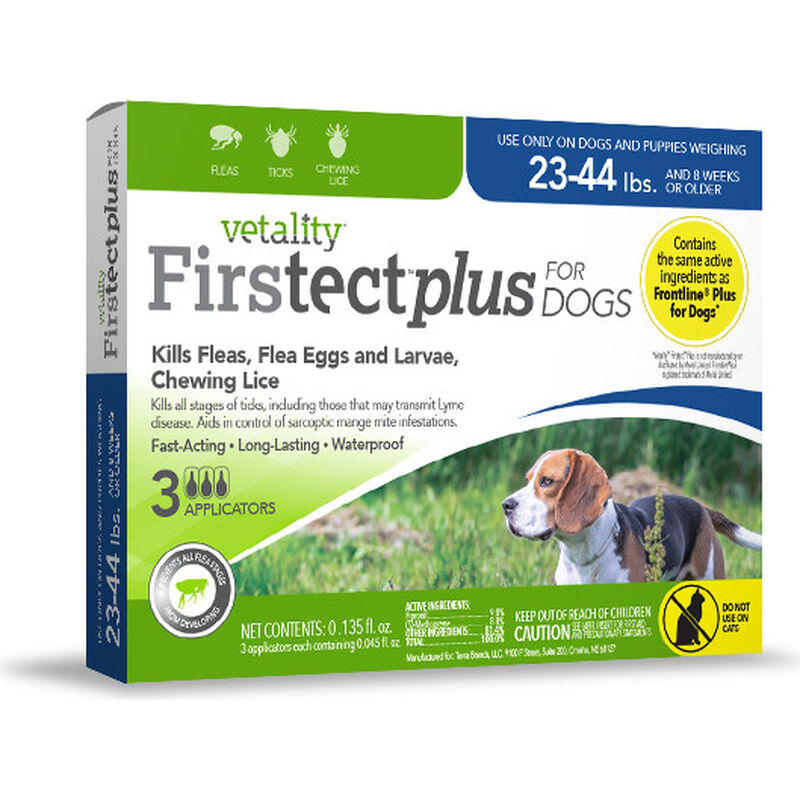Vetality Firstect Flea & Tick Spot Treatment for Dogs 23-44 lbs, 3-pack image number null
