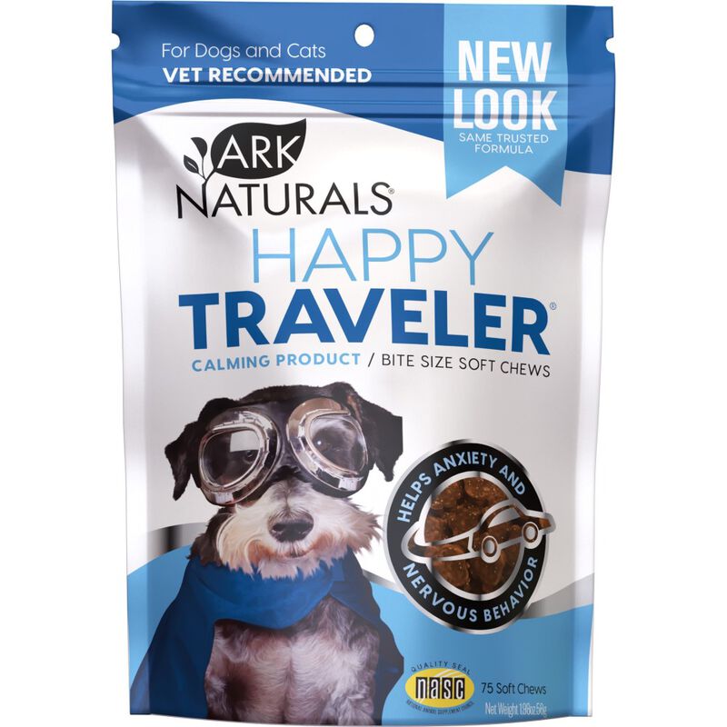 Ark Naturals Happy Traveler Soft Chews Dog & Cat Calming Supplement, 75-count image number null