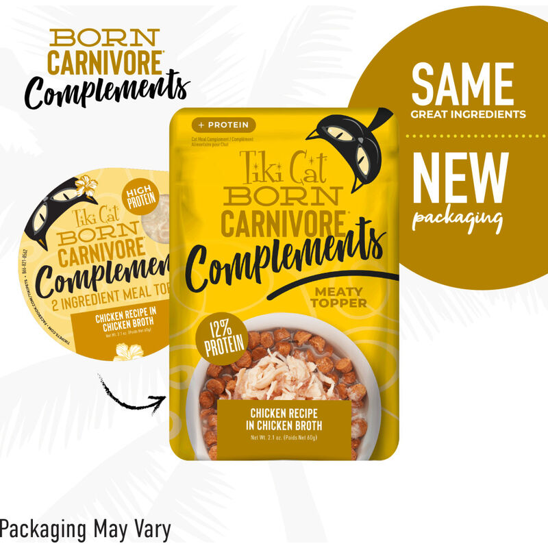 Tiki Cat Born Carnivore Complements Wet Cat Food Topper, Chicken, 2.1-oz image number null