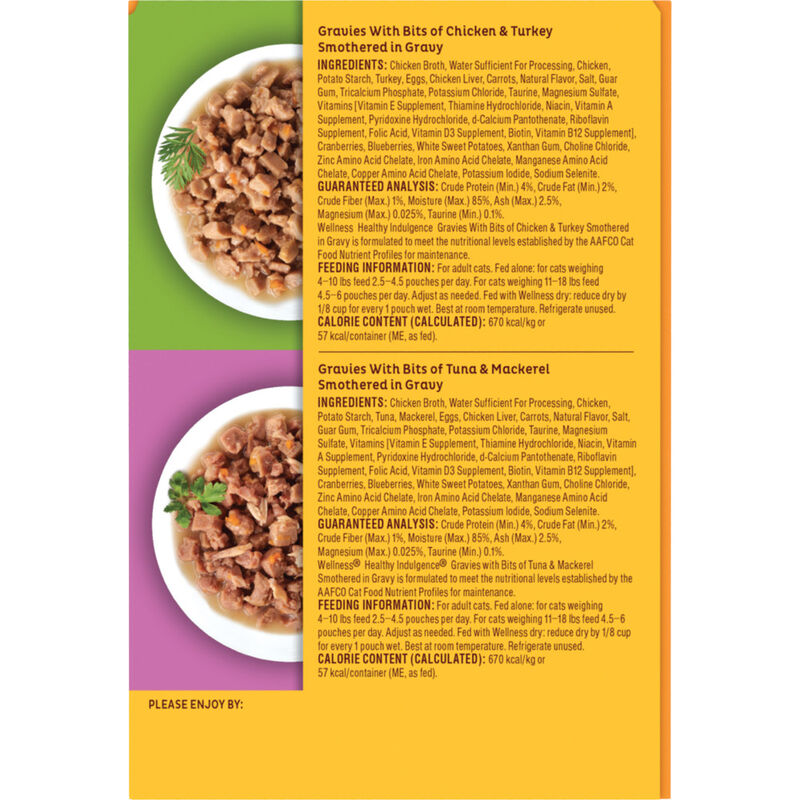 Wellness Healthy Indulgence Gravies Wet Cat Food, Variety Pack, 3-oz, 8-pack image number null