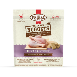 Primal Raw Frozen Cat Food, Nuggets, Turkey